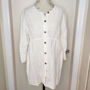 kleen white linen tunic top